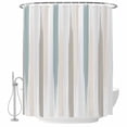 thumbnail image 2 of Teal Beige Brown Shower Curtain, Waterproof Shower Curtains for Bathroom, Modern Oil Painting Striped Abstract Art Washable Fabric Cloth Bathroom Curtain Set Bathtub Decor with Hook 72''x78'', 2 of 9