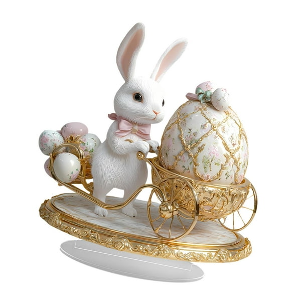 Letrero acrílico plano 2D, adorno de Pascua, centro de mesa decorativo de dibujos animados con soporte Huevos de conejito