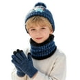 thumbnail image 4 of Toddler Hat and Glove Set Winter Unisex Kids Dinosaur Themed Knit Hat Scarf and Mittens Set Thermal Earflap Cap Neck Warmer Soft Warm Cold Weather Gear for Boys and Girls Blue 2 Years-8 Years, 4 of 7
