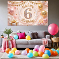 thumbnail image 4 of Pink Balloon Happy 6th Birthday Banner Decorative Pastel Polyester Kids Party Event for Children's Celebration, 4 of 4