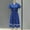 Navy, variant on A Lined Dress Short Sleeve Lapel Collar Button Down Dot Pattern Belt Knee Length Vintage Dress Blue 2XL