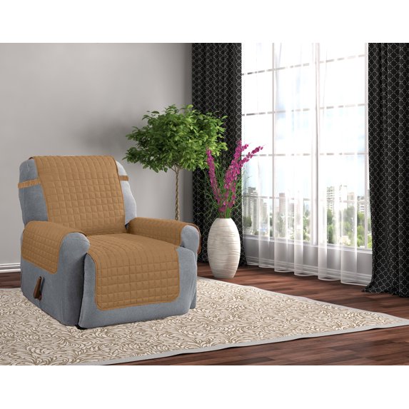 Microfiber Furniture Recliner Protector With 5-inch Tuck & Strap - Camel