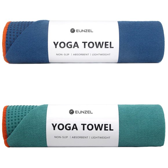 Toalla de yoga Eunzel, antideslizante, 72 x 24 cm, color cian oscuro/azul acero