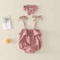 thumbnail image 2 of Plebaso Baby Girls Boys Clothes Sleeveless Solid Color Sling Thin Romper with Hair Accessories Newborn Summer Clothes, 2 of 7