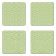 thumbnail image 1 of Abstract Coaster Set of 4, Ethnic Themed Pattern with Jumble Monochrome Damask Artwork Print, Square Hardboard Gloss Coasters, Standard Size, Pale Olive Green White, by Ambesonne, 1 of 2