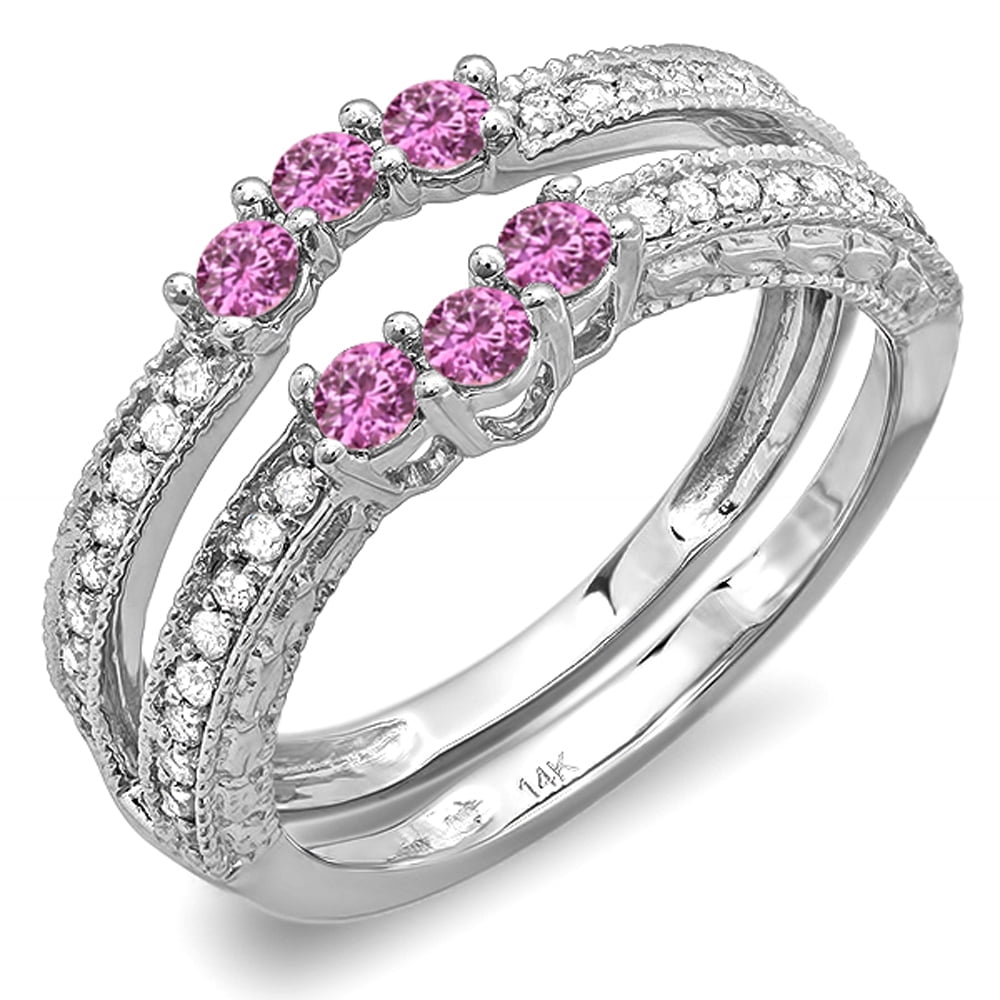 1.0Ct Round Cut Pink Sapphire & Diamond Women's Pretty Full Eternity Ring Band