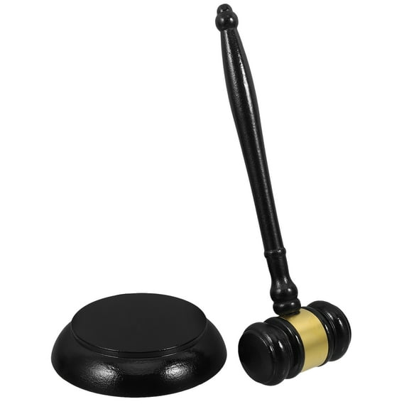 RENACLIPY Wooden Auction Gavel Set with Black Handle, Simple Design for Lawyers, Judges, and Legal Professionals