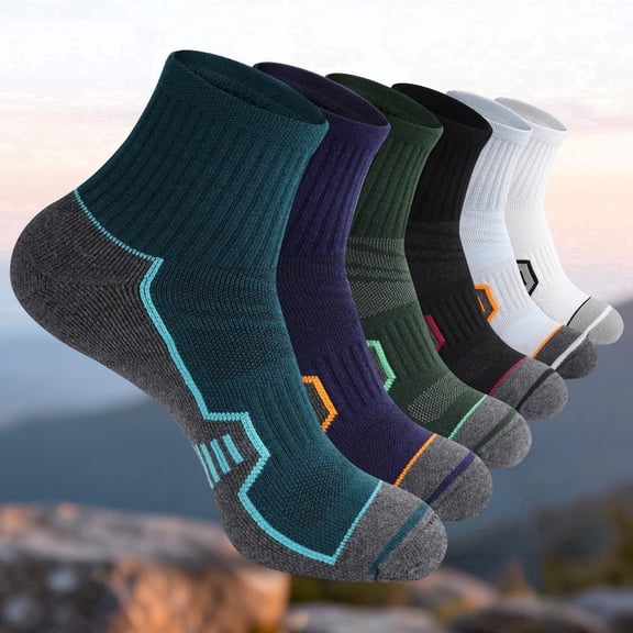 FREEYOKA 6 Pairs Mens Ankle Running Socks Moisture Wicking Sport Socks Breathable Gym Workout Hiking Walking Sock,MULCOLOR
