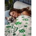 thumbnail image 6 of King Size Flat Sheet Only, Lucky Day, Soft Brushed Microfiber Bed Sheets, St. Patrick's Shamrock Rustic Clover Green Hotel Quality Breathable Bedding Top Sheet, Easy Care, 90"x102", 6 of 9