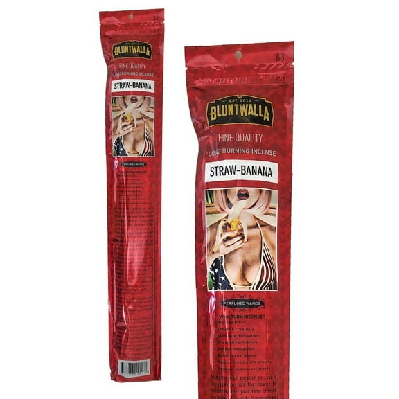 Bluntwalla Fine Quality 19" Jumbo Long Burning Incense Sticks - Straw-Banana Scent