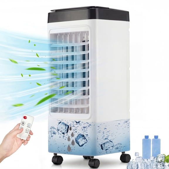Yuyongr Portable Air Swamp Cooler, 3 in 1 Evaporative Air Cooler Fan with 6L Pull-out Water Tank, Cooling Fan with Oscillating 3 Speeds, 7H Time, 4 Modes for Bedroom, Office