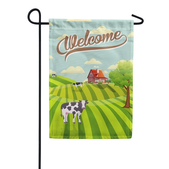America Forever Welcome Summer Farm Garden Flag 12.5 x 18 inches Country Animal Cow American Cattle Buffalo Bull Double Sided Seasonal Yard Outdoor Decorative Rustic Garden Flag