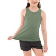 thumbnail image 4 of GiLiling Girls Ribbed Knit Crop Tank Top Crew Neck Sleeveless Dance Sports Shirt for Gym Yoga Everyday Wear (Light Green, 13-14 Years), 4 of 4
