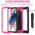 thumbnail image 2 of SaniMore for Samsung Galaxy Tab A8 (SM-X200/X205) 10.5" 2022 Case, 3 Layers Multi-Functional Cover Built-in Pencil Holder Shoulder & Hand Strap Kickstand Shockproof Protective Shell, Rose+Black, 2 of 7
