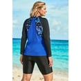 thumbnail image 3 of Swim 365 Women's Plus Size Chlorine Resistant Long-Sleeve Colorblock Swim Tee, 3 of 4