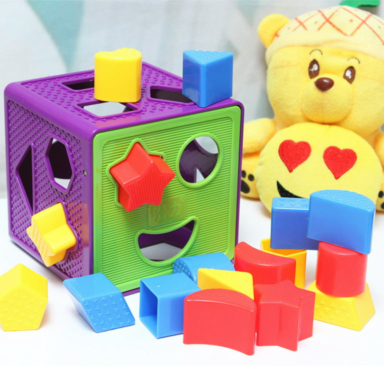 Baby Blocks Shape Sorter Toy Color Recognition Shape Toys with Colorful  Sorter Cube Box Gift for Boys and Girls