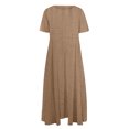 thumbnail image 4 of Liquidation d'Été 2025! Robe Grande Taille pour Femmes, Liquidation de Robe d'Été pour Femmes, Mode Femmes Été Décontractée Col Rond Manches Courtes Robe Unie, 4 of 4