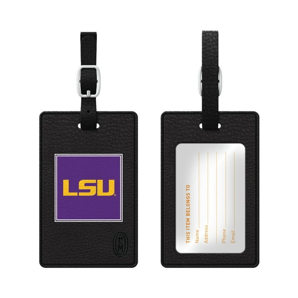 Centon Classic Black Leather Bag Tag - University Style Luggage Tag For Travel & Identification