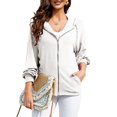 thumbnail image 4 of Long Sleeve Women Hooded Zipper Hoodies Loose Casual Tops, 4 of 5