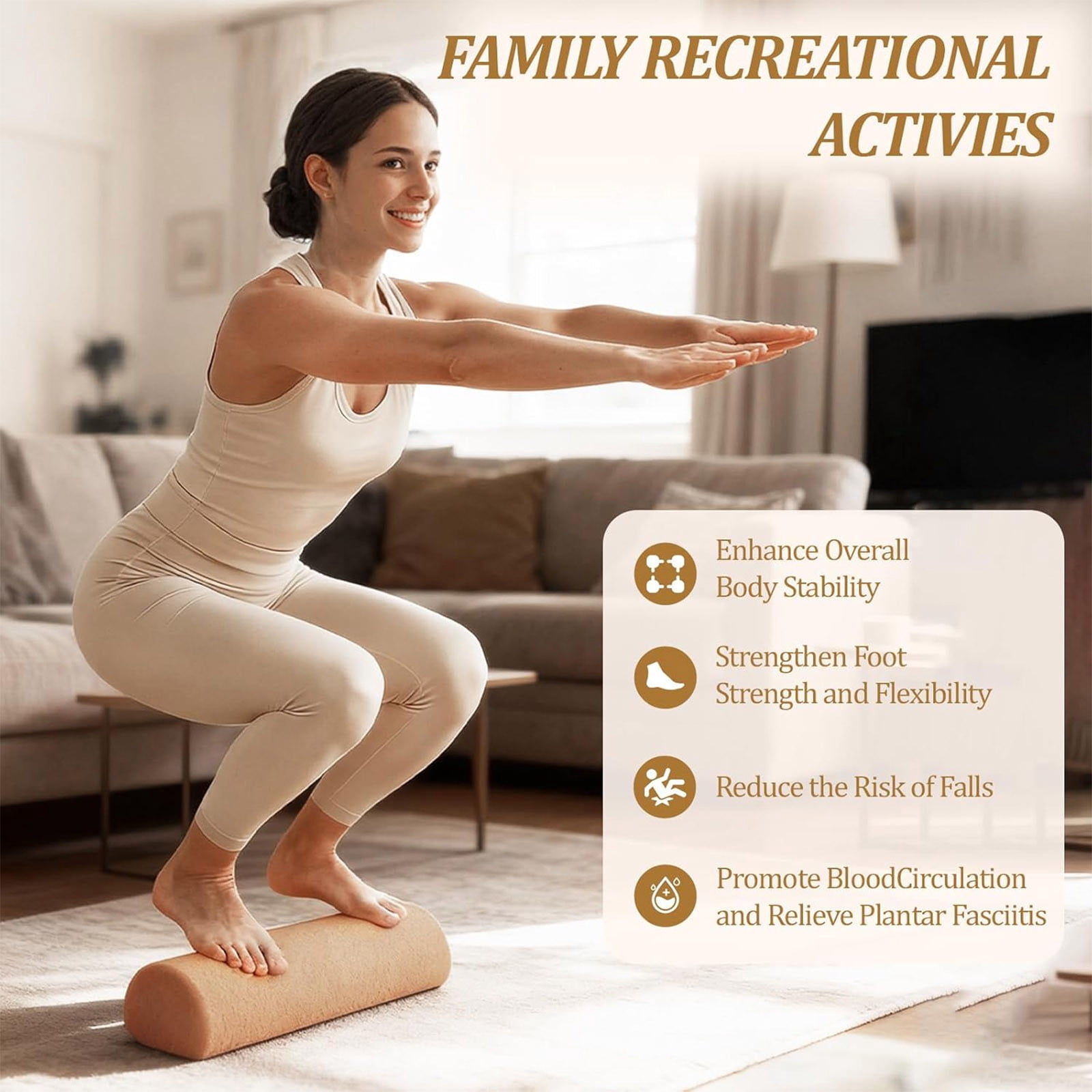 Eolstice Balances Board, Foot Strengthener and Resistance Band, Balancing Equipment with Workout Roller and Massage Ball for Adults, Kids, Pilates, Fitness