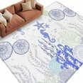 thumbnail image 2 of Rectangle Area Rugs 8 x 10 Ft, Coastal Purple Non-Slip Residential Carpet, Ocean Coral Starfish Jellyfish Seahorse Indoor Crawling Mats Runner Rugs for Living Room/Dining Room/Bedroom, 2 of 8