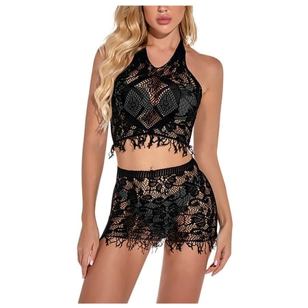 

Knosfe Women s Lingerie Set Mesh Sexy Floral Babydoll Eyelash Nightwear Bra and Panty Set Free Size