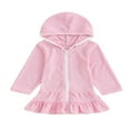 thumbnail image 1 of Enfants Fille Hoodie Robe Couleur Unie à Volants à Manches Longues Robe de Plage, 1 of 8