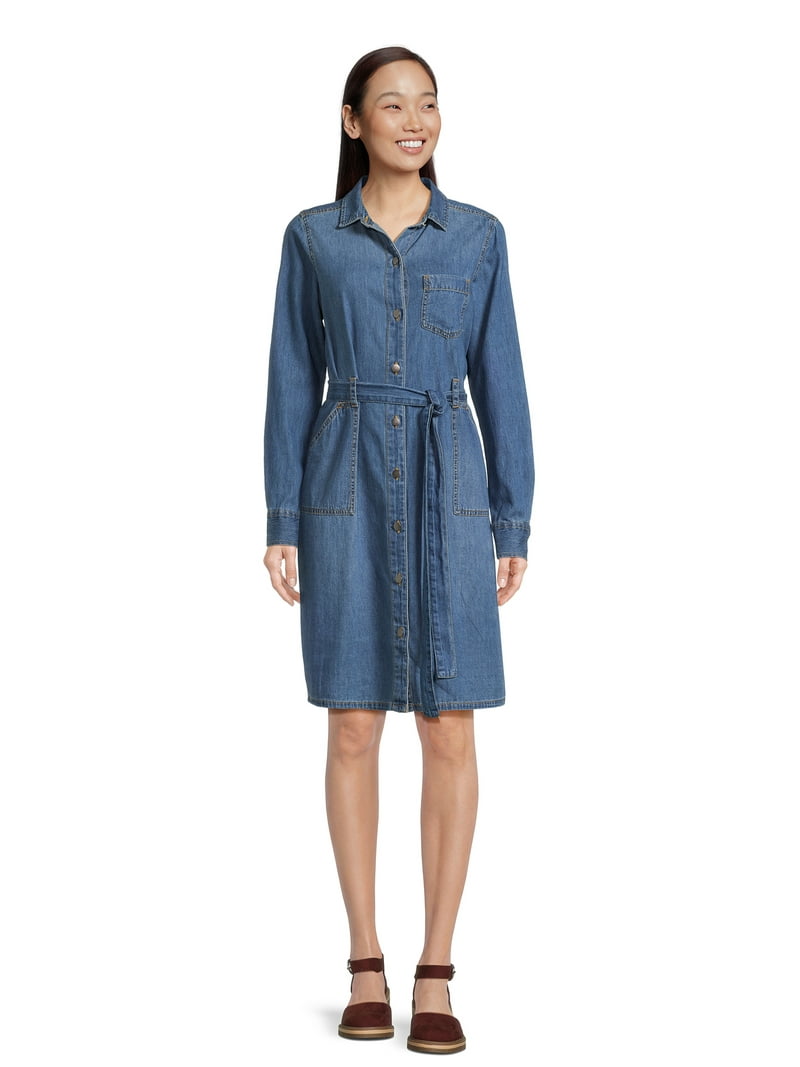 long sleeve utility dress Long Sleeve Utility Button Down Linen Shirt Midi Dress - MEDIUM / GREEN