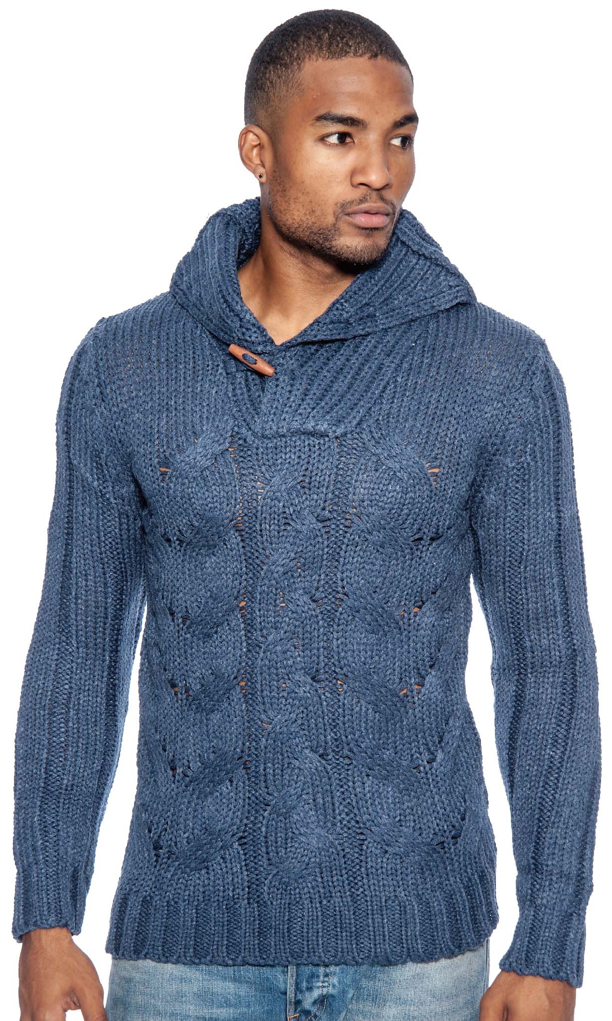 Cable Knit Toggle Pullover Sweater 