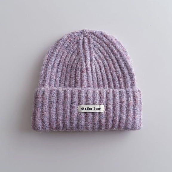RKSTN Baby Hat Letter Print Knit Beanie Daily Keep Warm Pull Over Cute Comfy Newborn Kids Hat (Purple ,Free Size)