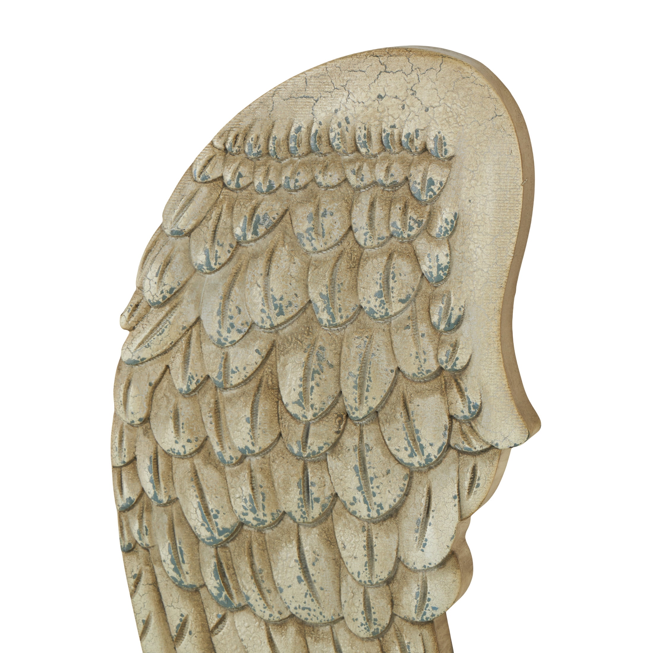 DecMode White Wooden Carved Wings Bird Wall Decor (2 Count)