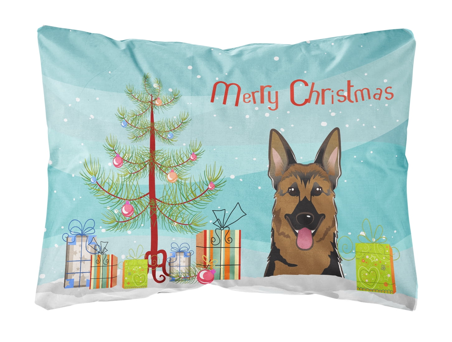 Christmas Tree and German Shepherd Fabric Decorative Pillow