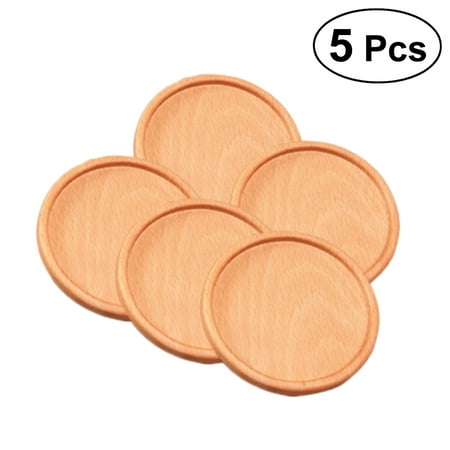 

5pcs Beech Wood Coasters Cup Bowl Pad Coffee Tea Cup Pads Mats Teapot Drink Coasters (Round)