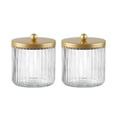 thumbnail image 1 of Set dispensador de vidrio con soporte para bastoncillos KMWares (dorado) x2, 1 of 6