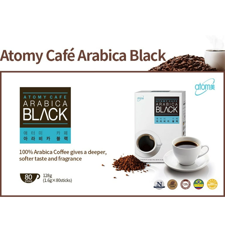 Atomy Cafe Arabica Black Instant 100% Coffee - 80 Sticks Mix