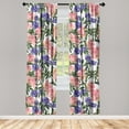 thumbnail image 3 of Ambesonne Floral Nature Print Curtains, Spring Flowers, Pair of 28"x84", Coral Blue Violet Green, 3 of 5