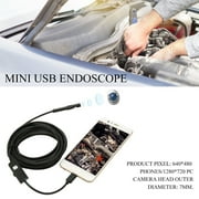 Black 6 LED 7mm Lens Cable Waterproof Mini USB Inspection Borescope Camera For Android Endoscope 640*480 Phones/1280*720 PC
