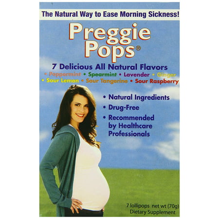 Preggie Pops Lolliepop Kosher 7 Lollipop Pack - Variety Flavor, Developed by healthcare professionals to provide relief from morning sickness By Three Lollies Ship from