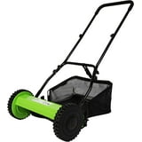 Push Cordless Lawn Mower,16-Inch Manual Reel Lawn Mower w/Detachable Grass Catcher,5-Blade Walk-Behind Lawn Mowers,Green