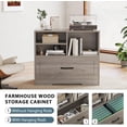 thumbnail image 4 of LVB Lateral Wood File Cabinet with Drawer, Farmhouse Printer Filing Cabinet with Storage for Legal Letter A4, Wooden Printer Stand with Hanging File Organizer Shelves for Home Office, 32.7 in, Greige, 4 of 9