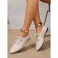 thumbnail image 2 of Women's Black Fashionable Solid Color Oxford Shoes Lace-up Pointed Toe Suede-like Flat, 2 of 4