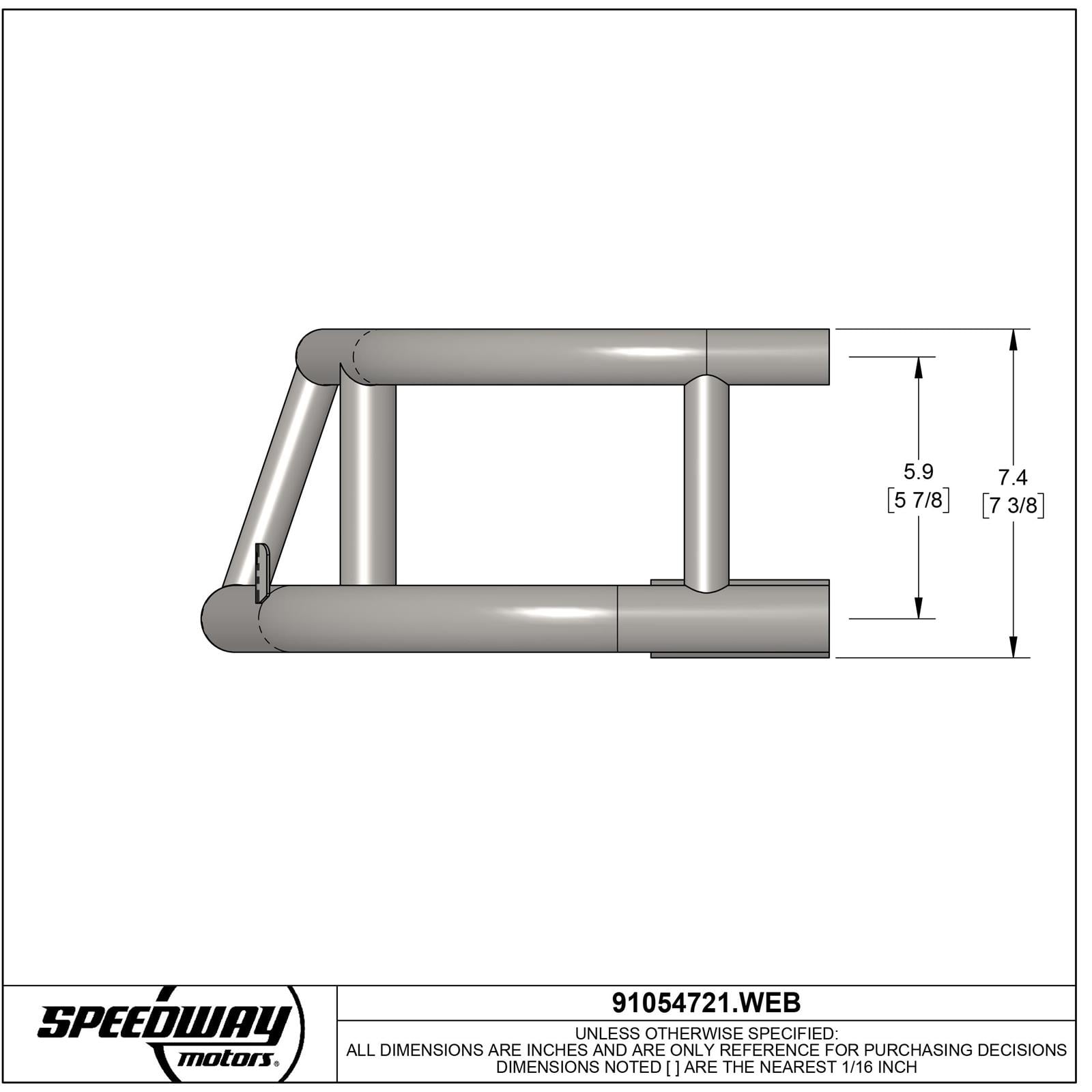 2-Piece Front Bumper for 1981-88 Monte Carlo, Circle Track Racing, High-Impact Steel, 1-1/2" Tube Diameter, Weldable or Bolt-Together Design, All-Steel Construction, Natural Finish