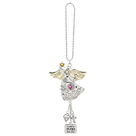 Ganz Silver and Gold Angel Car Charm 7 inches with Silver Chain