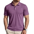 thumbnail image 3 of Men’s Hawaiian Polo Shirts Summer Golf Beach Short Sleeve Solid T-Shirts Quick Dry Lightweight Regular Fit Collared Shirt Purple 2XL, 3 of 6