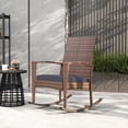 thumbnail image 2 of Outsunny Outdoor PE Rattan Rocking Chair with Cushion Dark Blue, 2 of 10