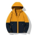 thumbnail image 2 of Kctiaxy Yellow Womens Rain Jacket Lightweight Waterproof Raincoat Loose Drawstring Hoodied Windbreaker Jacket Solid Color Long Sleeve Zipper Jacket with Pockets, 2 of 4