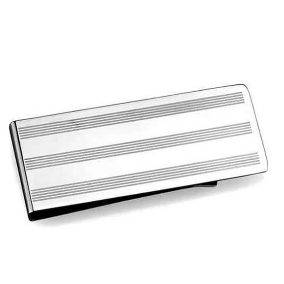 Men High Polished Stainless Steel Money Clip with No Stone in No Stone