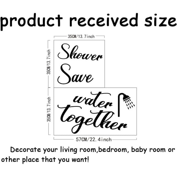 Shower Wall Decor Bathroom Wall Sticker Save Water Shower Together Decals Black Vinyl Art Decor Funny Text Stickers for Home Art Mural Decals for Bathroom 2 Sheets