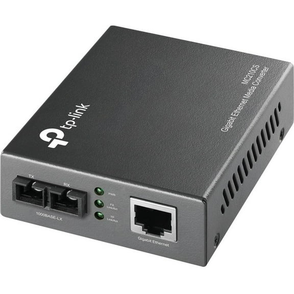 TP-LINK MC210CS Gigabit Media Ethernet Converter, 1000Mbps RJ45 to 1000M single-mode SC fiber, up to 15Km/9miles, chassis mountable