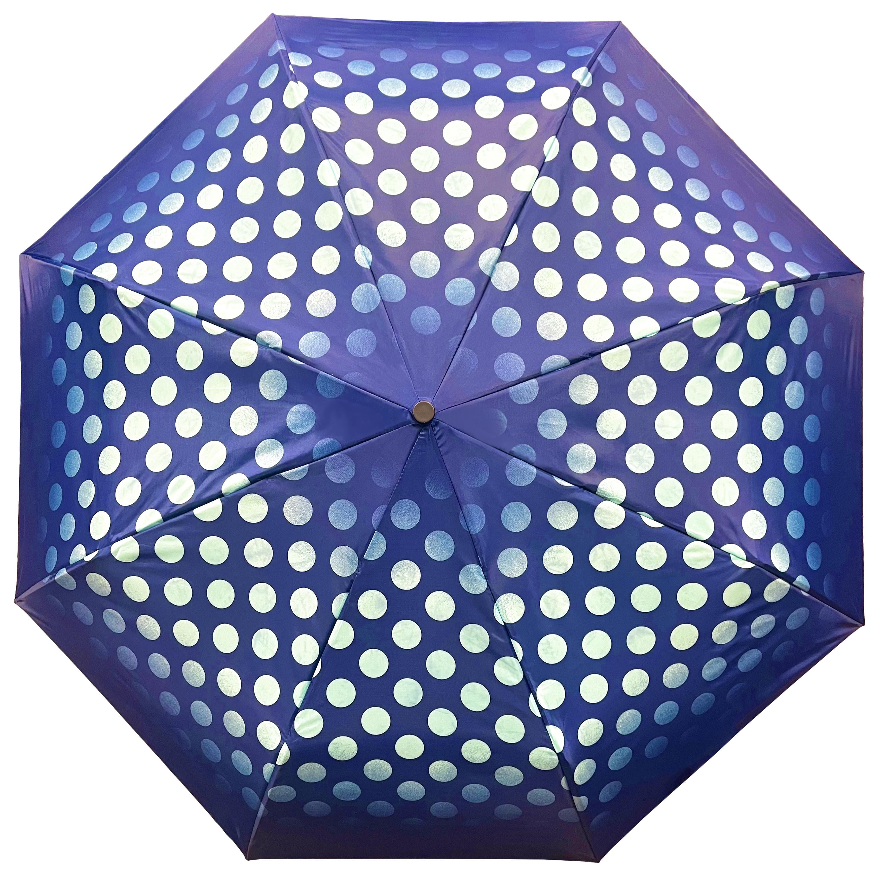 Weather Station Oversize Deluxe Automatic Rain Umbrella Blue Dots